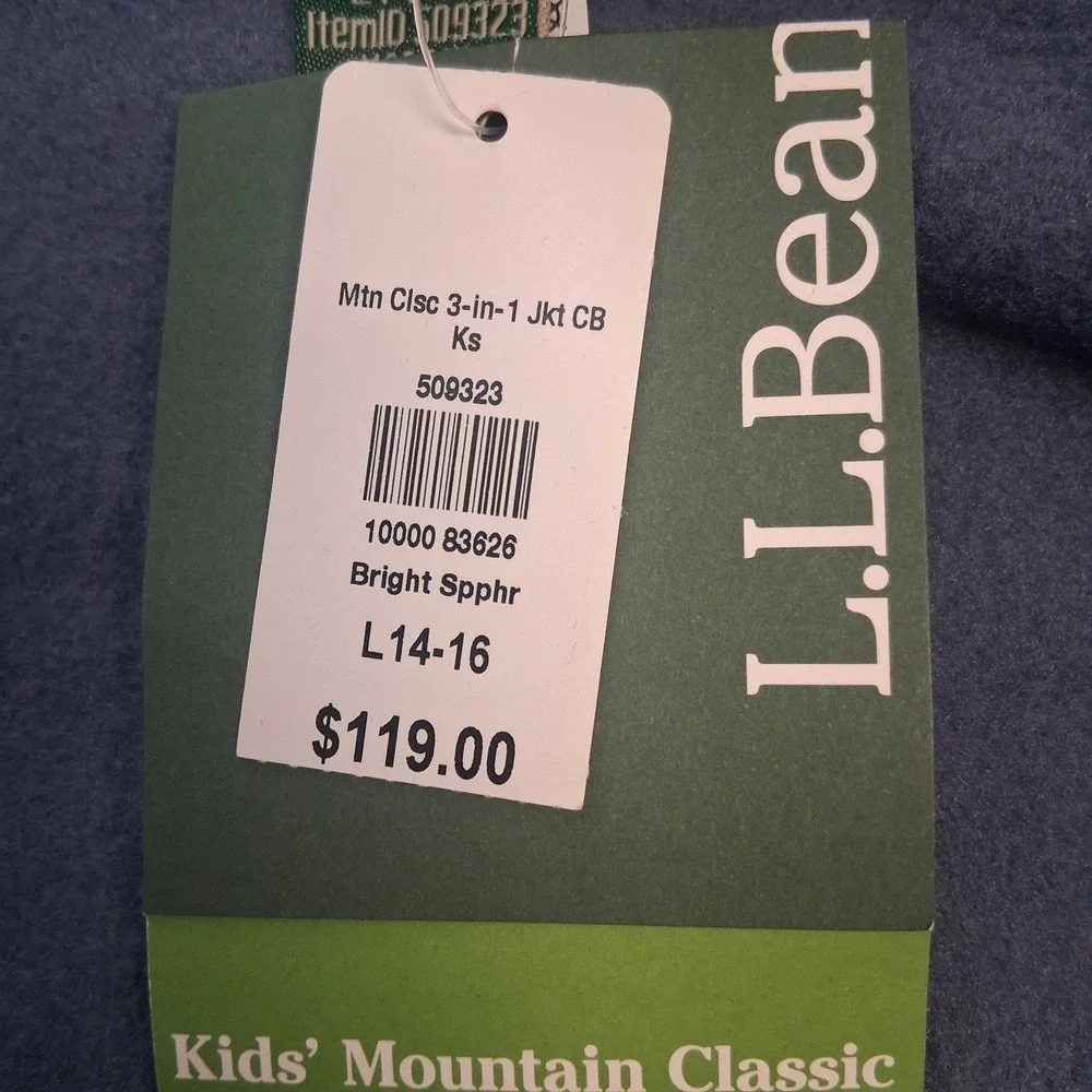 LLBean Kids Youth Fleece Lined Hooded Jacket Purple  Size 14 16 NEW WITH TAGS!
